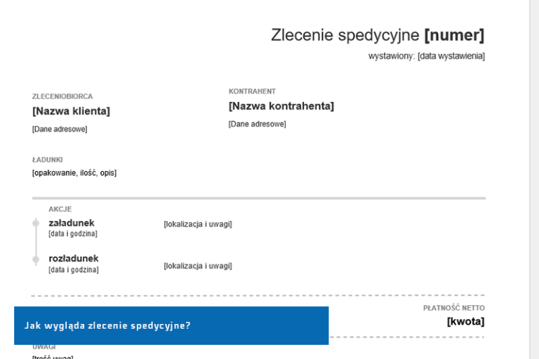Jak wygląda zlecenie spedycyjne​